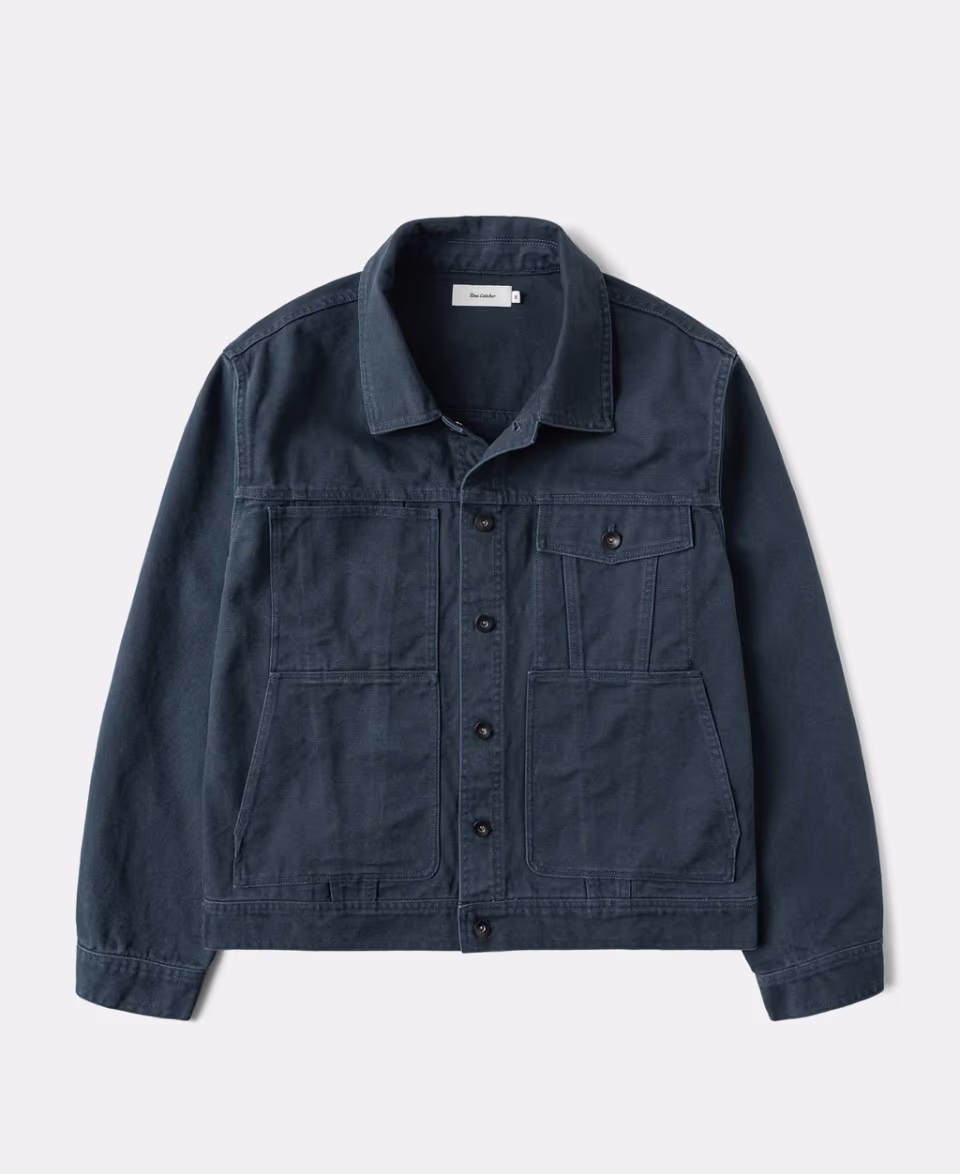 Olderbest | Men's Classic Cropped Canvas Cruiser Jacket • Navy